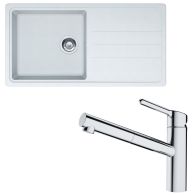 Pack évier Opale Tectonite blanc 970 x 500 x 190 mm + mitigeur Orbit douchette - Franke