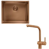 Pack cuve Mythos MasterPiece inox 540 x 450 x 200 mm + mitigeur Atlas Néo cuivre douchette - Franke