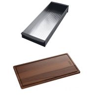 Set accessoires cuves Fresno + Kubus / Frame Fragranit / Maris Fraceram : panier égouttoir + planche - Franke