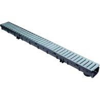 Pack Caniveau emboîtable Noir PP PRATIKO EASY série 100 BAS + Grille Passerelle en acier A15 - First Plast