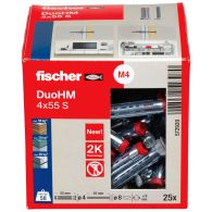 Boîte de 25 chevilles métallique DuoHM 4 x 55 mm avec vis cylindrique PZ - Fischer
