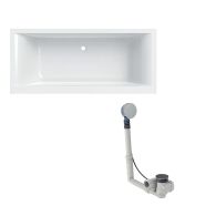 Baignoire acrylique sanitaire rectangulaire Geberit RENOVA PLAN Duo 180x80cm avec pieds et VIDAGE K150616216