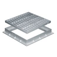 Grille de sol PVC renforcée avec cadre anti-choc 300 x 300 mm - Résistance 41 KN - Gris - First Plast