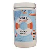 Chlore lent galet 125 g, pour piscine de 12 à 15m3  - Boite de 1Kg - SENET Piscine