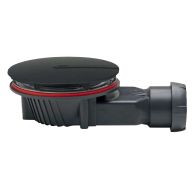 Bonde de Douche Ø90 Horizontale SLIM+ (Extra-plate:40mm)- Dôme ABS Noir  Ø118mm - Wirquin Pro 