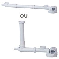 Tubulure ESPACE avec siphon extra-plat intégré et rallonge pour évier 2 bacs - Wirquin Pro