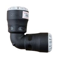 Coude 90° réduit encliquetable Ø25-Ø20 tube PEHD - Série 1 - Plasson