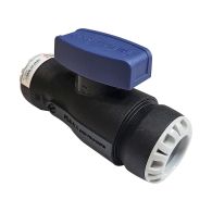 Vanne 1/4 tour encliquetable TEKPLASS PE Ø32 avec deux prises de purge 1/8'' (5/10) - Purge non fournie