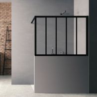 Paroi de douche Loft Wall H120 x L150 cm - Noir Mat / 4 barrettes