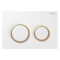 Plaque de déclenchement OMEGA 20 - Blanc et doré brillant - Double chasse - Geberit