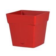Pot de fleur Toscane avec soucoupe 24,8x24,8x24cm carré - 10L - Rouge Rubis