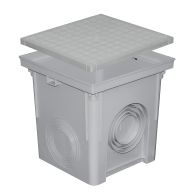 Regard polypropylène 400x400mm + couvercle pour descente eau pluviale - Gris - First Plast