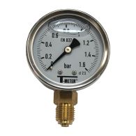 Manomètre boitier inox à bain de glycérine RADIAL Mâle 1/4