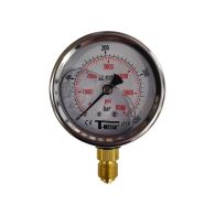 Manomètre boitier inox à bain de glycérine RADIAL Mâle 1/4