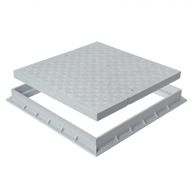 Tampon de sol PVC léger 187 x 187 mm avec cadre anti-choc 200 x 200 mm - 11,00 KN - Gris - First Plast