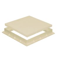 Tampon de sol PVC renforcé 384 x 384 mm - avec cadre anti-choc 400 x 400 mm - Classe B125 - Sable - First Plast