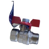 Vanne à sphère PN25 NILE ACS Manette Papillon rouge Mâle/Femelle 1/2