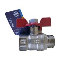 Vanne à sphère PN30 SENA Ni Free Inox ACS Manette Papillon rouge Mâle/Femelle 1/2
