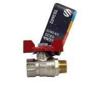 Vanne à sphère PN30 SENA Ni Free Inox avec manette Papillon rouge Mâle/Femelle 3/8
