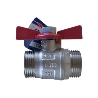 Vanne à sphère PN25 NILE VA25 ACS Manette Papillon rouge Mâle/Mâle 1