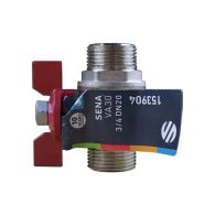 Vanne à sphère PN30 SENA ACS Manette Papillon rouge Mâle/Mâle 3/4