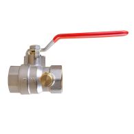 Vanne à sphère PN25 Passage Intégral ACS Poignée rouge F/F à purge 1