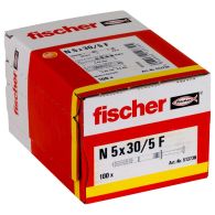 100 chevilles à frapper N Ø5 x 30 mm collerette épaisse et clou tête fraisée pour constructions métalliques - Fischer