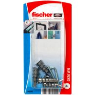 Blister de 4 chevilles métalliques auto-foreuses GKM pour plaque + crochets droits - Fischer