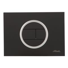 Plaque de déclenchement design EVO - bouton rectangulaire - double débit - Noir satiné, bague satinée - Nicoll