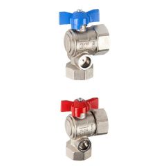 Kit de 2 vannes à boisseau sphérique coudées - femelle 1'' (26/34) - femelle écrou libre 1'' (26/34) - Watts