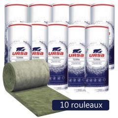 10 rouleaux laine de verre URSACOUSTIC TERRA nu 900mm - Ep. 45mm - 145,80m² - R 1.10