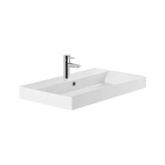 Vasque suspendue / semi-encastrée NOVELDA PLUS 80 - Avec percement - Blanc - Sanindusa