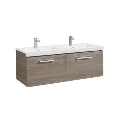 Meuble Unik PRISMA 1200mm 2 tiroirs et lavabo double DISPONIBLE en 4 COLORIS - Roca