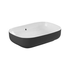 Vasque à poser SANIBOLD 60x40cm Sans percement - Blanc mate / noir - Sanindusa