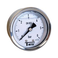 Manomètre boitier inox à bain de glycérine AXIAL Mâle 1/4" (8/13) - Ø50 - Pression 0 / 1.6 bars - Sferaco