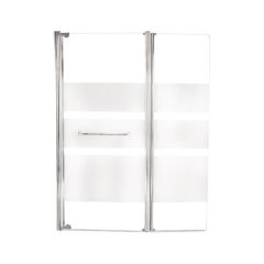 Pare-baignoire 2 volets 3 bandes blanches - L 120 x H 140 cm - ELMER By Ayor