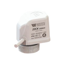 Vanne moteur électrothermique 4 fils avec contact auxiliaire - alimentation 230V - Watts