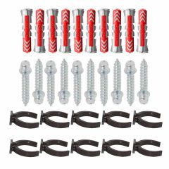 Ensemble de 10 colliers tube de descente Ø50 marron + 10 Vis 7x40 mm + 10 Chevilles DuoPower 8x40 mm - Arcanaute