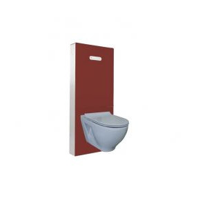 Pack WC suspendu sans bride + bâti + panneau rouge + plaque de commande pneumatique - Regiplast