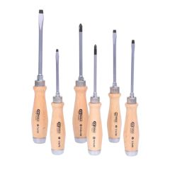 Jeu de 6 Tournevis ERGOTORQUE en bois max à lame traversante - KS TOOLS