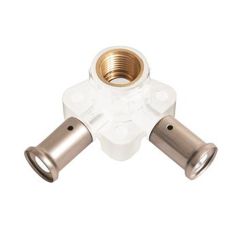 Coude double multicouche PVDF blanc à sertir Ø20x2,0 - Femelle 1/2'' - Ø20x2,0 - Henco