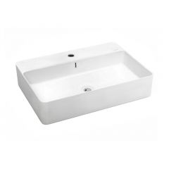 Vasque céramique rectangulaire à poser/fixer SANTOÑA - Blanc Brillant - L600 x l420 x H130 mm - Bathco