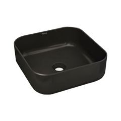 Vasque céramique à poser carrée DINAN 40 - Noir Mat - L385 x l385 x H135 mm - Bathco