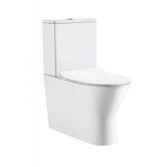 WC sans bride SIDNEY - Sortie Horizontale avec abattant slim soft close en Duroplast déclipsable - Bathco