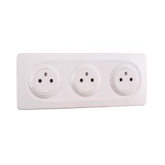 Bloc 3 Prises 2P+T 16A Affleurantes blanc EPURE NF - Ohmtec - IICSEN