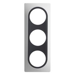 Plaque 3 postes blanche avec insert anthracite EPURE - Ohmtec - IICSEN
