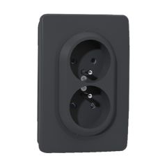 Prise double 2P+T 16A sur 1 poste anthracite EPURE NF - Ohmtec - IICSEN