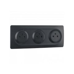 Bloc 3 Prises 2P+T 16A Affleurantes anthracite EPURE NF - Ohmtec - IICSEN