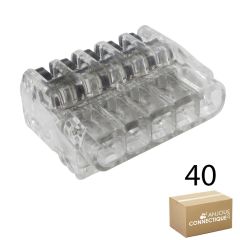 Boîte de 40 Connecteurs à leviers transparents 4 entrées (boîtes réutilisable) pour fils souple/semi-rigide et rigides de 0,2 à 4 mm² - BLM