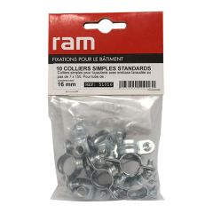 Sachet de 10 colliers simple métallique pour tube Ø16 - Ram